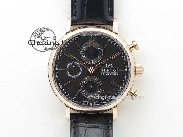 MIROTIME 0129 Snug Portofino IW391022 SS ZK 1:1 Best Edition White Dial Gold Markers On Black Leather Strap A 7130